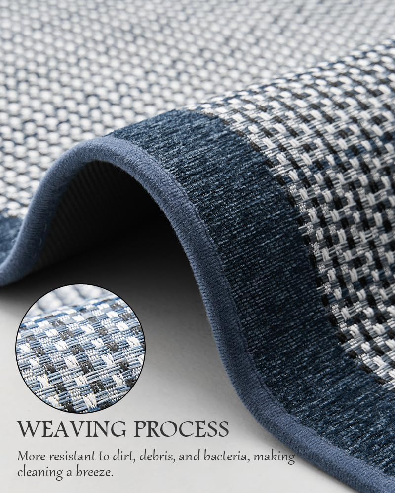 PADOOR Kitchen Mats for Floor, Non Slip Washable, Rubber Backed Kitchen Runner Super Absorbent Floor Mat Sink Rug, 20'x47' Blue