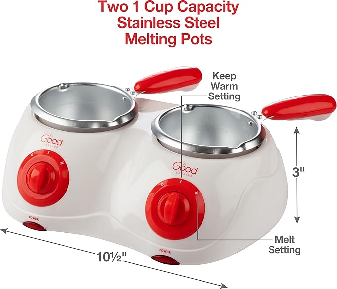 Dual Electric Chocolate Melting Pot Set- Halloween Candy Bar Making or Fondue Fountain Kit w/ 30 Bonus Accessories-Dip, Drizzle & Decorate Strawberries, Marshmallow, Snacks- Party Appetizers Desserts
