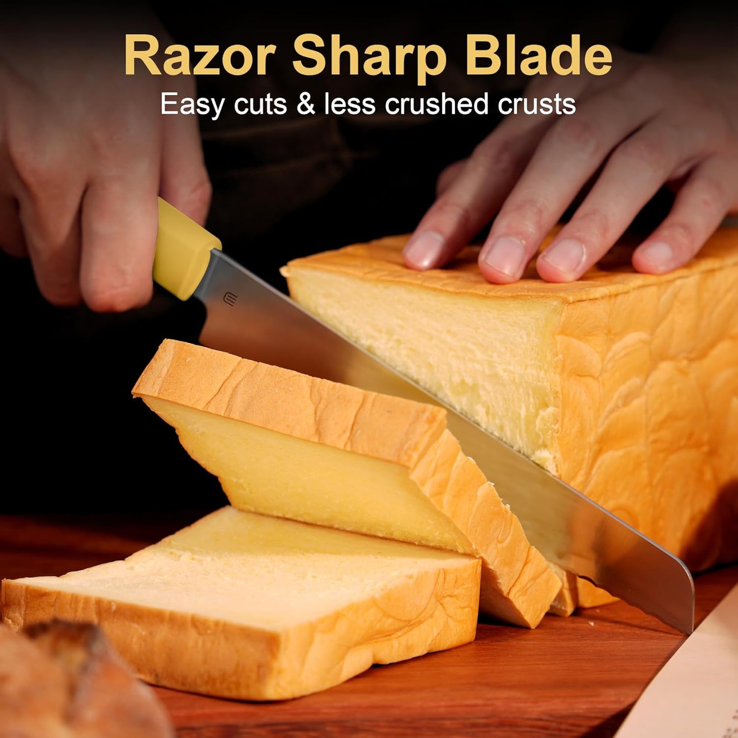 7.5" Serrated Bread Knife for Homemade Bread, Razor Sharp AR-RPM9 Steel & Innovative Wavy Edge, Professional Serrated Knife for Sourdough Bread Cake, Gift Box for Baker Home Chefs