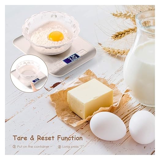 Digital Kitchen Scale, Multifunction Food Scale with Tare Function, Precise Weight Measurement in Grams or Ounces, 4 Unit Conversions, Compact Design for Cooking and Baking