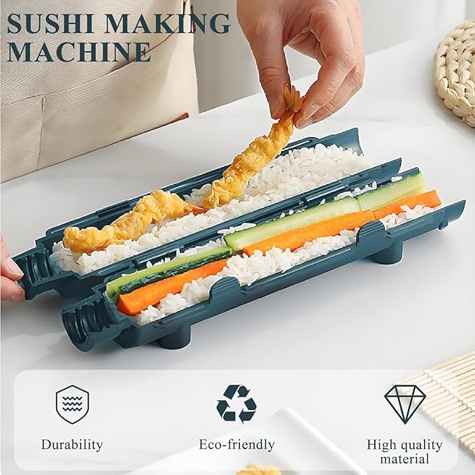 Sushi Making Kit, Sushi Roller Kit for Beginner, Sushi Bazooka with Bamboo Sushi Rolling Mats, Rice Mold, Chopsticks, Sushi Mold, Sushi Maker