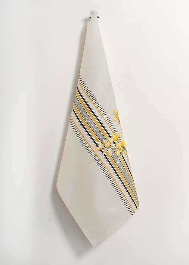 Maison d' Hermine Kitchen Towels Set of 3 100% Cotton 27.50" x 20" Reusable Cloth Tea Dish Towels Absorbent with Hanging Loop for Kitchen, Home, Dining, Cocktail Parties Spring/Summer (Candice)