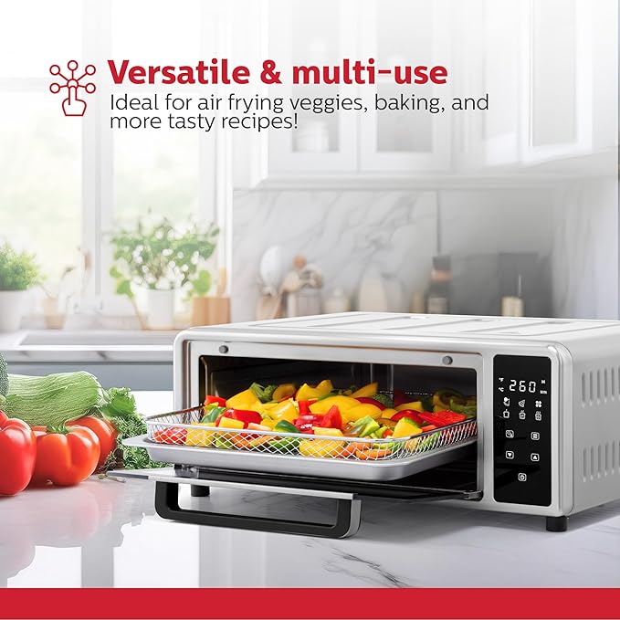 Holstein Housewares 12-Inch Pizza Air Fryer Oven – 600°F Countertop Convection Oven with Hot Air Technology for Baking, Frying & Roasting – Compact, Multi-Function, Energy-Efficient Design