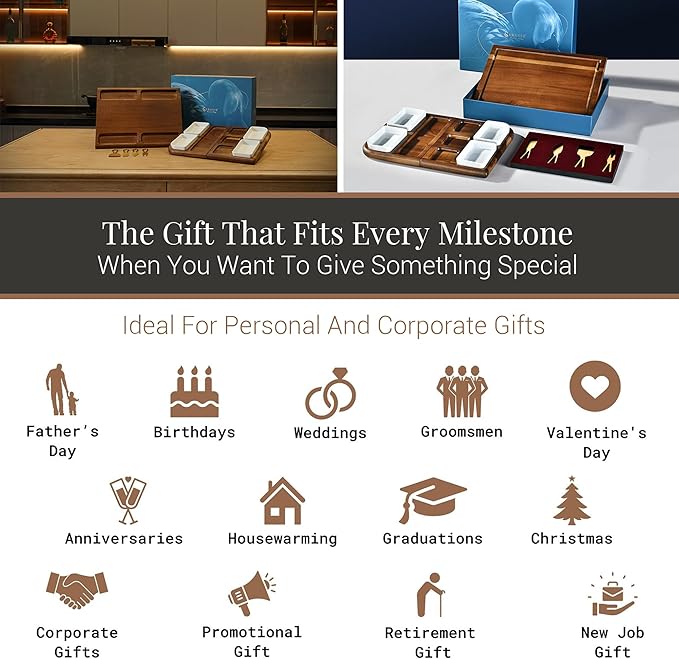 Shanik Premium Charcuterie Board - Magnetic Cheese and Meat Double-Sided Serving Tray and Cutting Board - Gift for Any Occasion Quality Assured Without Engraving