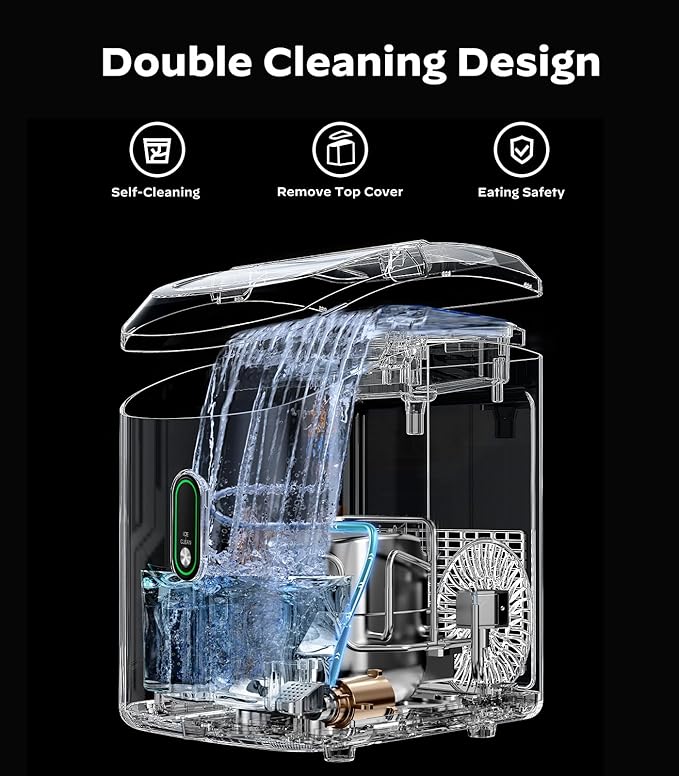 Silonn Nugget Ice Maker Countertop, Pellet Ice Machine with Self-Cleaning Function, Sonic Ice Maker Produces 33lbs of Chewable Ice in 24 Hours, Ideal for Home Kitchen and Office (Green)