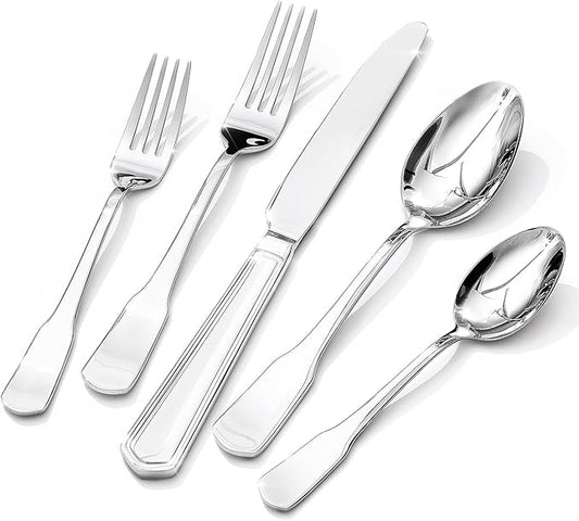HIKAA Premium Silverware Set, Stainless Steel Flatware Set with Wide-Based Handles for Comfort & Durability, Forks & Spoons Cutlery Silverware Set (60PCS)