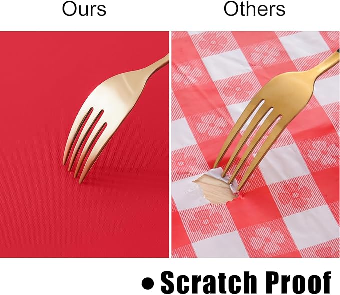 homing Rectangle Vinyl Tablecloth, Waterproof Spillproof Plastic Flannel Backed Table Cloth, Wipe Clean Table Cover for Dining, Buffet Parties and Camping (Red, 60" x 102")