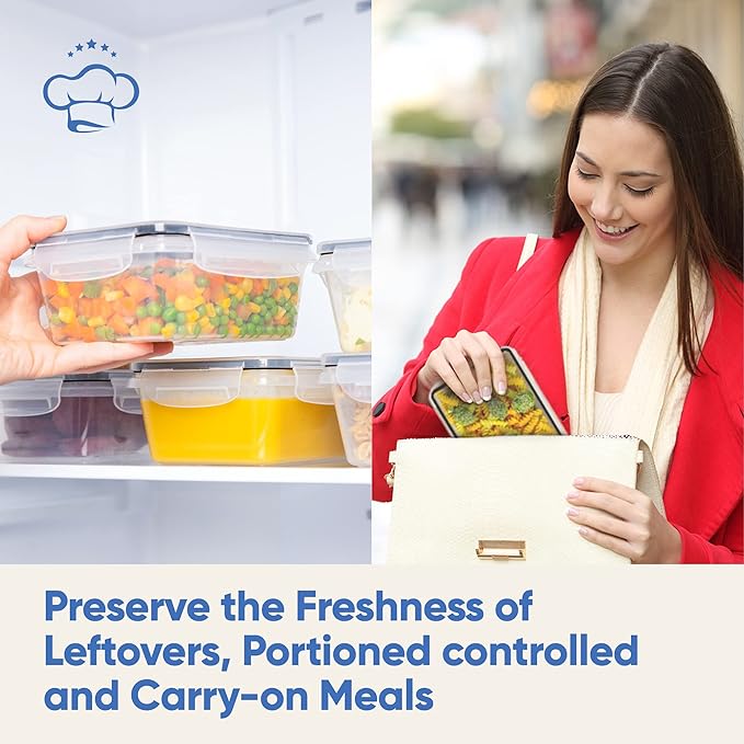 Chef's Path 32 Piece Airtight Food Storage Containers with Easy Snap Lids, 16 Containers and Lids, Stackable Kitchen and Pantry Canisters for Meal Prep and Food Storage - Transparent