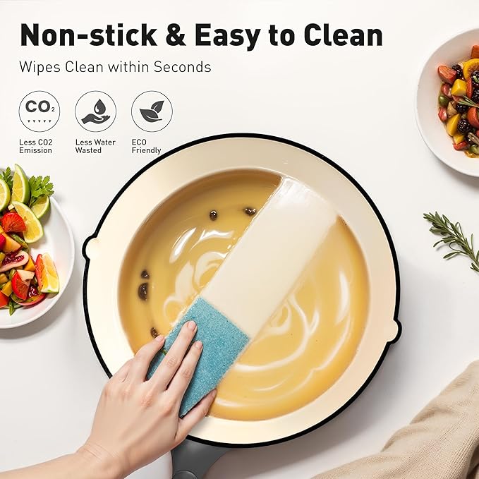 MAISON ARTS Enamel Cast Iron 7 Piece Cookware Set, Dutch Oven Pot with Lid, Grey Non Stick Pots and Pans set, Oven Safe up to 500°F