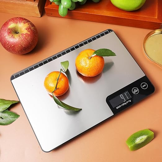 Electronic Food Scale Stainless Steel Kitchen Scale with Tare Function High Precision Grams Ounces Measurement Easy-Clean Panel for Baking Meal Prep Cooking