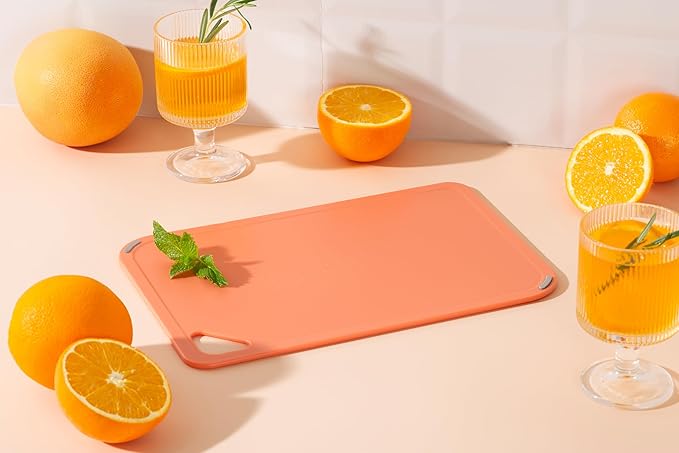 Plastic Cutting Board Set,Cutting Boards for Kitchen BPA Free, Large-Small Chopping Boards Set of 3 Non-Slip for Cooking Camping Dishwasher Safe, Reversible, with Grip Handle, 15"×10"×0.6"