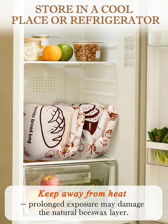 ANPHSIN 2 pcs Natural Beeswax Bread Bags with Sealing Zipper - 13''x16.7'' Reusable Sourdough Storage Wraps for Homemade Bread, Keeping Food Fresh, Gifts for People Who Love Baking, 2 Patterns