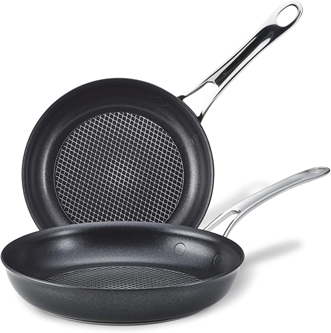 Anolon X Aluminum Nonstick Cookware Frying Pans/Skillet Set, 8.25 Inch and 10 Inch - Dark Gray