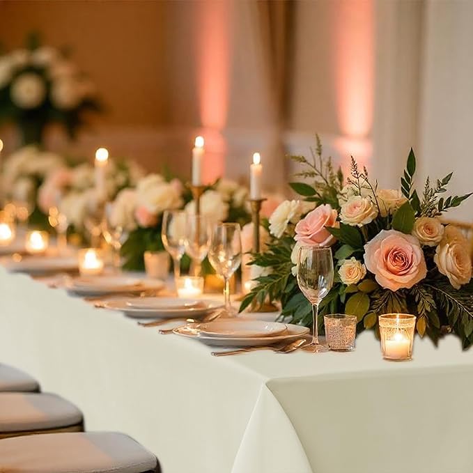 Fitable 8 Pack Table Cloth Rectangle Table: Stain and Wrinkle Resistant Tablecloth Rectangular, Washable Polyester Tablecloths for Wedding Party Dining Banquet Event Catering(Ivory, 70x108 Inch)