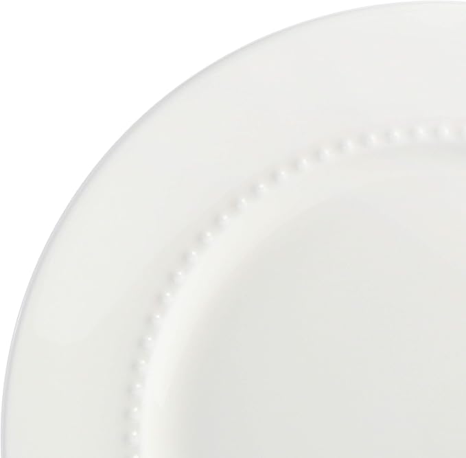 Gibson Elite Embossed Bone China 16-Piece Double Bowl Dinnerware Set, Service for 4 – White Elegant Plates and Bowls