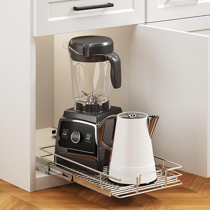 Pull Out Cabinet Organizer 13½" W x 18" D, Heavy Duty Cabinet Pull Out Shelves, Slide Out Drawers Organization for Kitchen Cabinets Bathroom