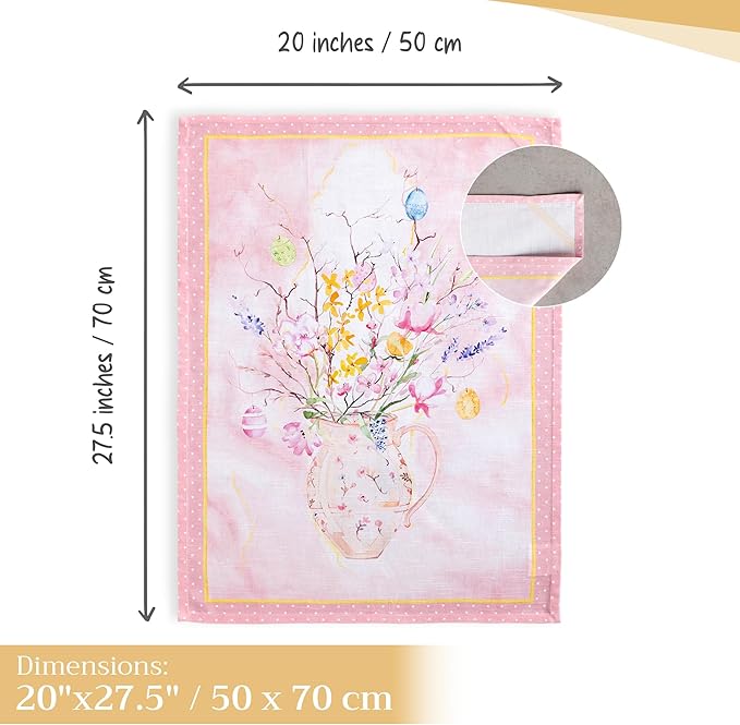 Maison d' Hermine Kitchen Towels Set of 3 100% Cotton 27.50" x 20" Reusable Cloth Tea Dish Towels Absorbent with Hanging Loop for Kitchen, Home, Dining, Cocktail Parties Spring/Summer (Easter Zest)