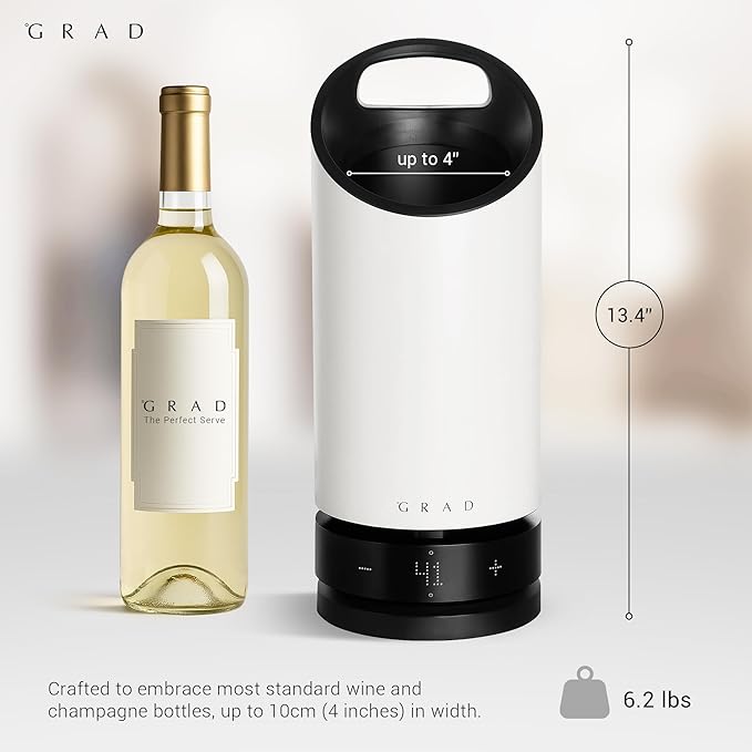 Grad No.1 Wine Cooler – Portable & Rechargeable Wine Cooler with Precise Temperature Control (41-69°F),Scandinavian Design, Silent Operation, Long Battery Life – Luxury Wine Accessory for Home