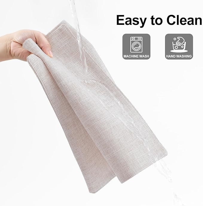 Homaxy Cloths Placemats for Dining Table Set of 12, Heat Resistant Washable Cotton Linen Blend Table Mats, Easy to Clean Place Mats for Indoor Outdoor Party Kitchen Decoration, 13" x 19", Beige