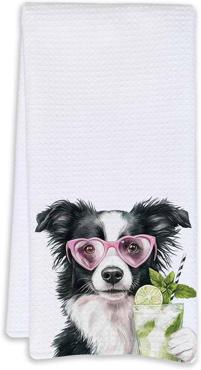 Cabana Bro Border Collie Gifts Kitchen Towels, Border Collie Gifts for Women Men Decorative Hand Towels for Bathroom, Funny Shepherd Dog Cocktail Drinking Dish Tea Towels for Kitchen, 16x24 Inch