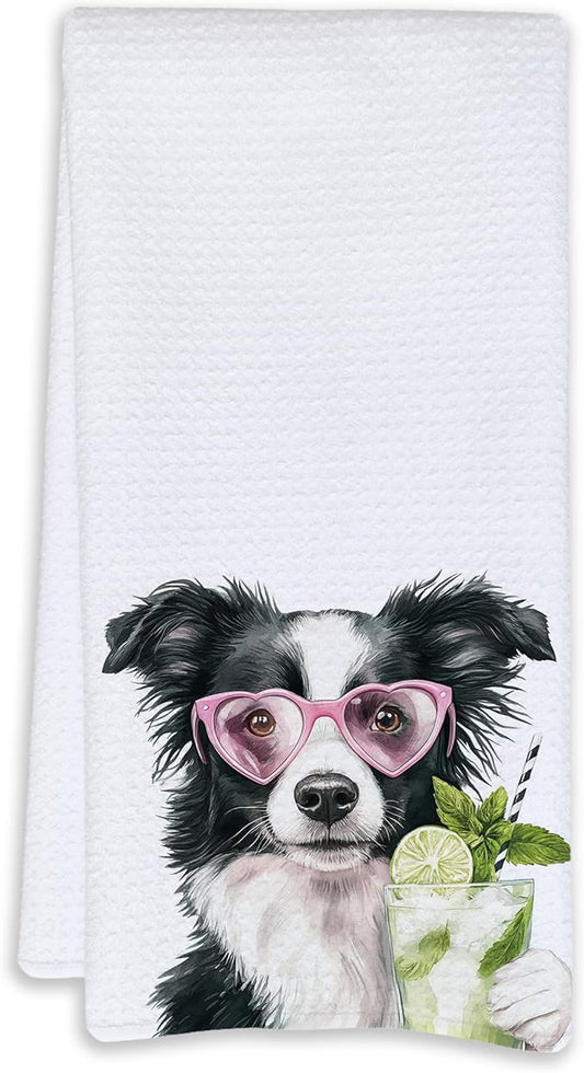 Cabana Bro Border Collie Gifts Kitchen Towels, Border Collie Gifts for Women Men Decorative Hand Towels for Bathroom, Funny Shepherd Dog Cocktail Drinking Dish Tea Towels for Kitchen, 16x24 Inch