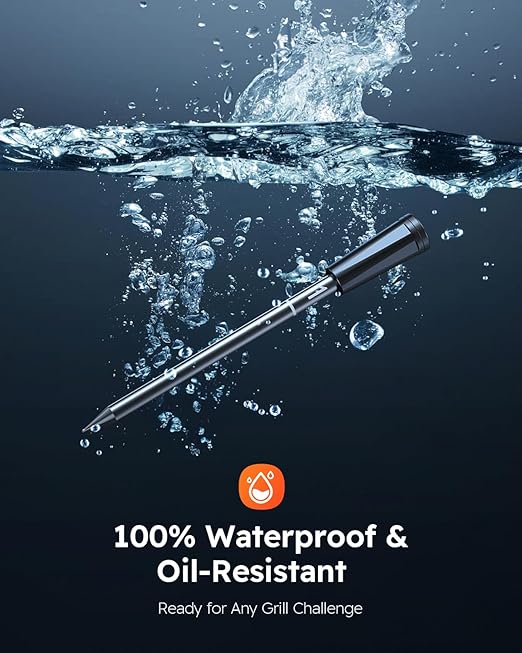 Smart Wireless Meat Thermometer | 6 Sensors Accuracy | 600FT Blutooth Range| IPX7 Waterpoof Dual Probes Digital Food Thermometer for Remote Monitoring of BBQ Grill, Oven, Smoker