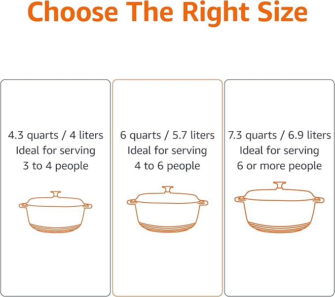 Amazon Basics Cast Iron Dutch Oven Pot with Lid, Enameled, Round, Dual Handles, Heavy-Duty, Medium, 6-Quart, Purple