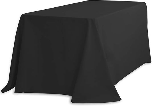 LinenTablecloth 90 x 132-Inch Rectangular Polyester Tablecloth with rounded corners Black