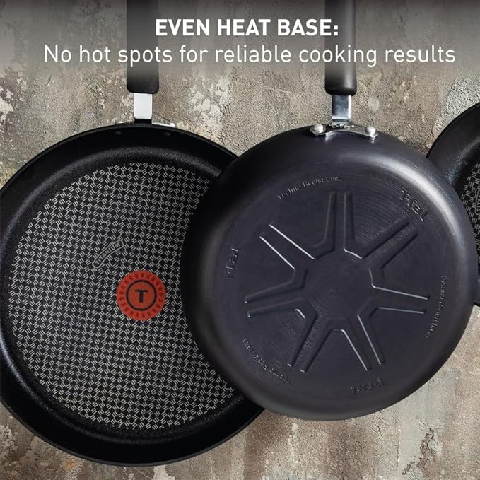 T-Fal Ultimate Hard Anodized Nonstick Fry Pan With Lid 10 Inch, Oven Broiler Safe 400F, Lid Safe 350F, Cookware, Kitchen, Home, Versatile Frying Pan, Skillet, Pots and Pans, Dishwasher Safe, Black