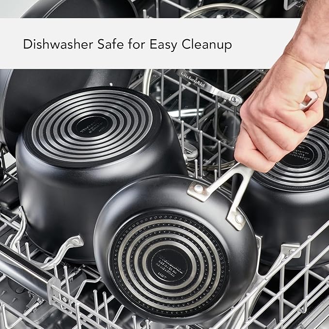 KitchenAid Hard Anodized Induction Nonstick Stir Fry Pan/Wok with Helper Handle, 12.25 Inch - Matte Black