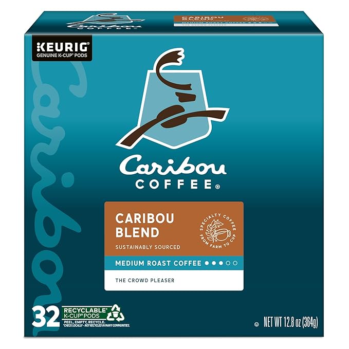 Caribou Coffee Caribou Blend, Keurig Single-Serve K-Cup Pods, Medium Roast Coffee, 32 Count(Pack of 1)