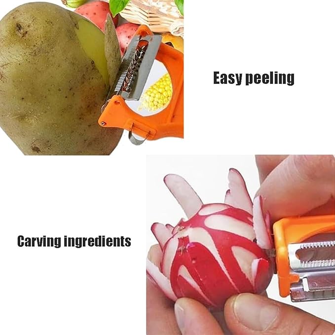 Pelador Multifuncional 2-En-1, Set Patient Peeler, Multifunctional Single-Blade Peelers, 2 in 1 Multifunctional Peeler & Julienne Set with Grating Plate Great for Fruit and Vegetable (2pcs)