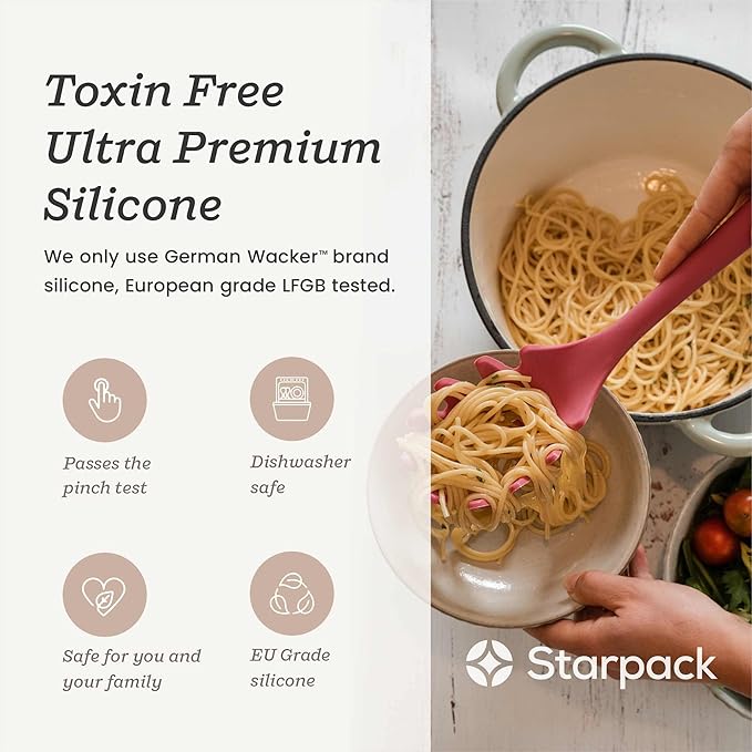 Starpack 'Like a Boss' XL Premium Silicone Cooking Utensils Set (6 Pcs) 13" - Heat Resistant Kitchen Utensils 600°F - Non-Stick Silicone Utensil Set - Large Kitchen Utensils Set for Cooking & Serving