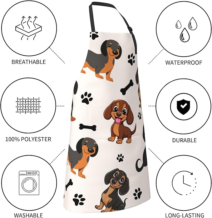 Funny Animal Apron with 2 Pockets Waterproof for Men Women Kitchen Garden Decor