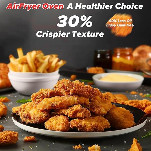 Secura 23 Quart FlashFry Smart Oven with 12 Pre-Setting, Countertop AirFryer Oven with 10-Hour Delay Timer, Save 40% Cooking Time