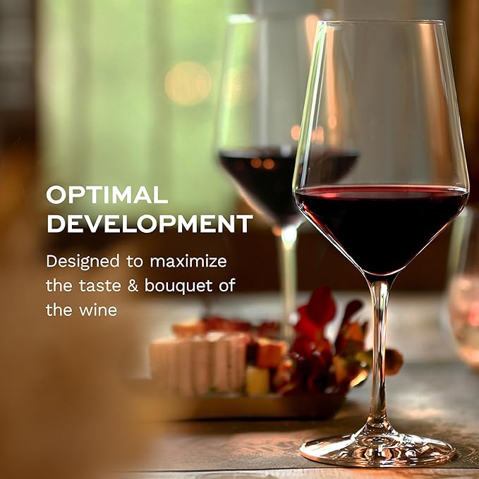 Stölzle Lausitz Bordeaux Glasses Revolution Set of 6, 22 oz – Wine Glasses for Bordeaux, Amarone & Syrah – Elegant Crystal Glass Red Wine Glasses – Dishwasher- and Shock-Resistant