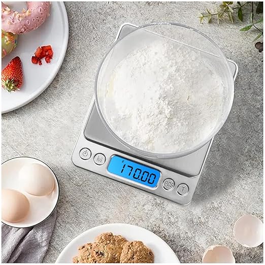 Digital Scale Kitchen 500g 0.01g Food Scale High Precision Kitchen Scale Multifunctional Stainless Steel Pocket Scale with Back-Lit LCD Display Tare PCS Features, 9 Weighing Units Switch