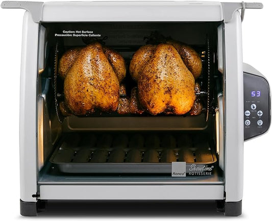 Ronco 6000 Platinum Series Rotisserie Oven, Digital Display, 12-Pound Capacity, Auto Shutoff, Includes Rotisserie Spit, Multi-Purpose Basket, 3 Cooking Functions: Rotisserie, Sear and No Heat Rotation