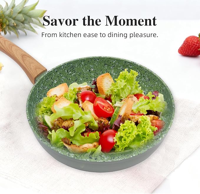 2-Piece Nonstick Cookware Set, 10.25 Inch Frying Pan & 1.43QT Saucepan with Lid | PFAS & PFOA Free Non-Toxic Coating | Induction Compatible, Dishwasher Safe | Pots and Pans Set for Beginner Kitchen