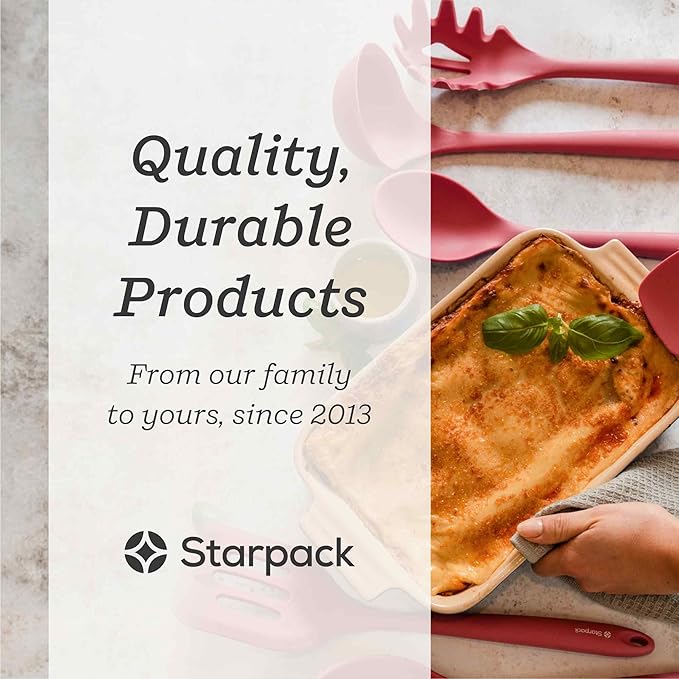 Starpack 'Like a Boss' XL Premium Silicone Cooking Utensils Set (6 Pcs) 13" - Heat Resistant Kitchen Utensils 600°F - Non-Stick Silicone Utensil Set - Large Kitchen Utensils Set for Cooking & Serving