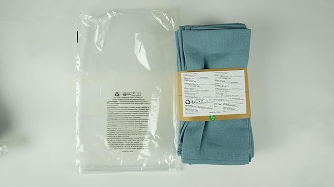 Solid Color Polyester Linen Blended Thin Dinner Cloth Napkins - Set of 12 (40 x 40 cm) - for Events & Home Use (Airy Blue)