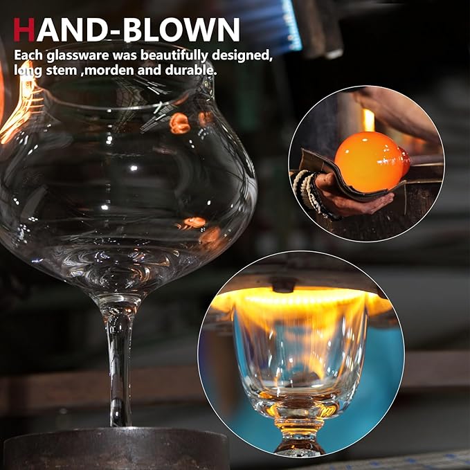 Crystal Red Wine Glasses Set of 4, 24.8oz Large Wine Glasses with Long Stem, Hand Blown Lead-Free Glass, Ideal Gift Packaging for Wedding,Anniversary, Birthday,Christmas