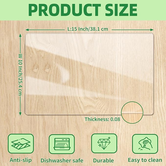 Non-Slip Cutting Board Mat, 10" x 15" Anti-Slip Cutting Board Mat for Home Cooks and Chefs, Safety Grip Mat Under Kitchen Cutting Boards, Dishwasher Safe Great as Drawer Liners (Clear, 1 Pack)