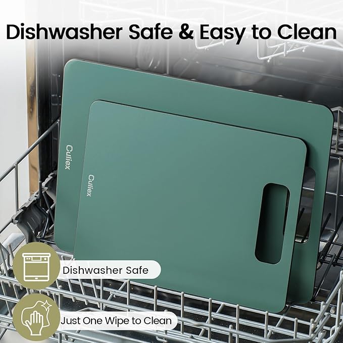 Wood Fiber Cutting Board 2-Pack, Composite Chopping Boards for Kitchen, Dishwasher Safe, Non-Toxic, High Density, Knife Friendly, BPA Free, Non-Slip Feet for Cutting Meat, Vegetables, Fruits