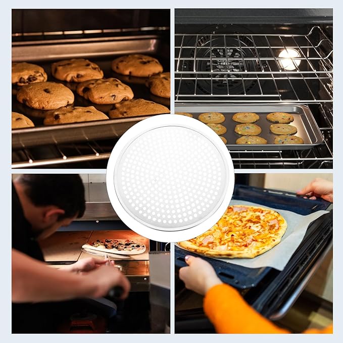 Luxshiny Pizza Pan with Holes 12 Inch Aluminium Alloy Round Pizza Pan for Oven Bakeware Pizza Tray Nonstick Perforated Pizza Crisper Tray Bakeware Cooking Dish for Home Kitchen