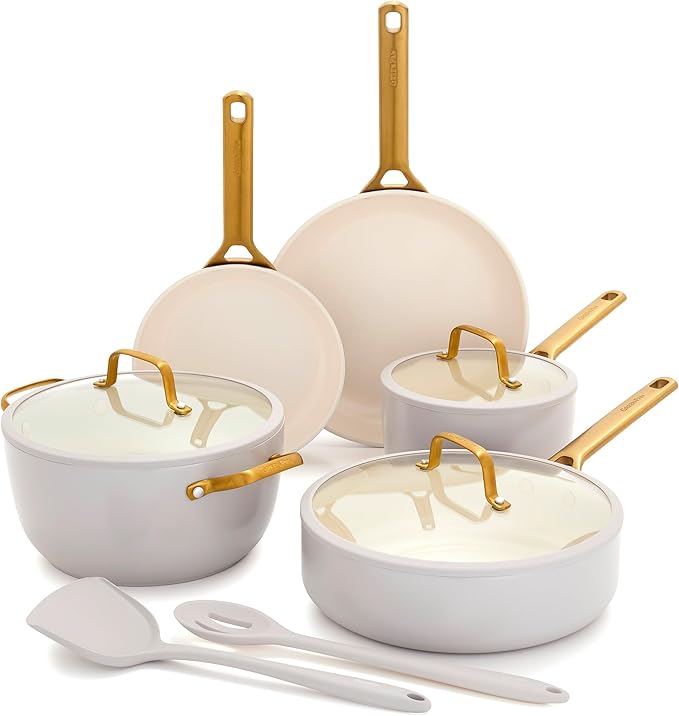 GreenPan Nonstick Reserve Pro 10 Piece Cookware Set, NSF Certified Ceramic, Hard Anodized PFAS-Free Pots & Pans Set with Lids, Stainless Steel Handles, Oven & Dishwasher Safe, Oyster Gray