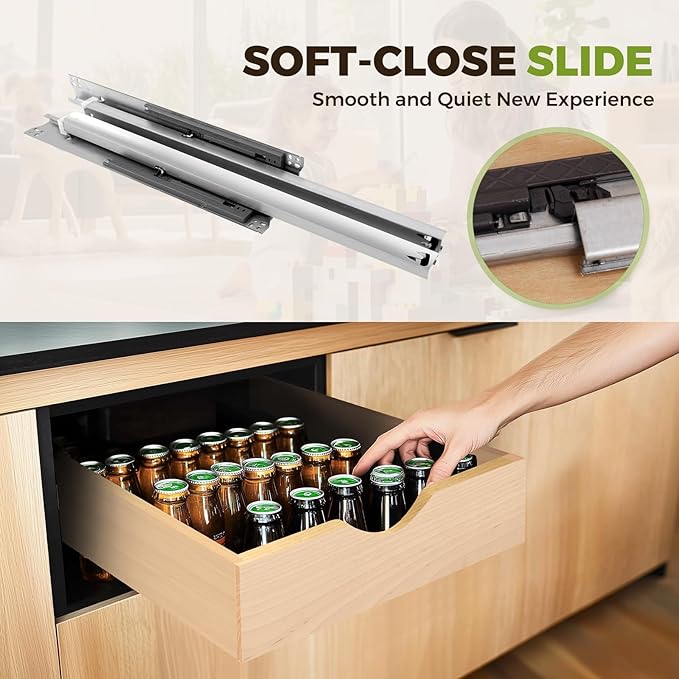 Pull Out Drawers for Cabinet 17.5" W x 23" D x 4.5" H Wood Slide Out Organizer and Storage Kitchen Cabinet Drawers Slide Out Shelves Pull Out Shelves in Kitchen Pantry Bathroom with Soft Close