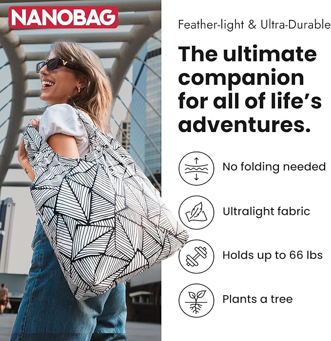 Nanobag Ultra-Lightweight Foldable Tote for Women & Men, Reusable Grocery & Travel Bag, Packable Collapsible Compact Market Essential (Standard Psychedelic)