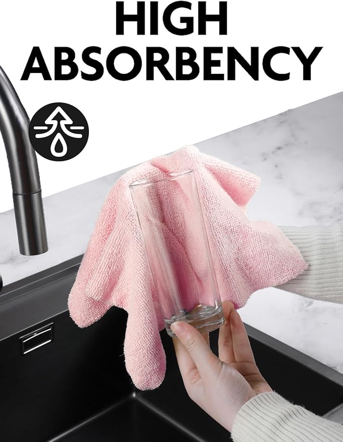 Fantasticlean Microfiber Cleaning Cloth Roll -40 Pack, Tear Away Microfiber Towels, 12" x 12", Reusable, Washable, Scratch Free, Ultra Absorbent Dishcloth for Car, Home Supplies, Pet, Kitchen (Pink)