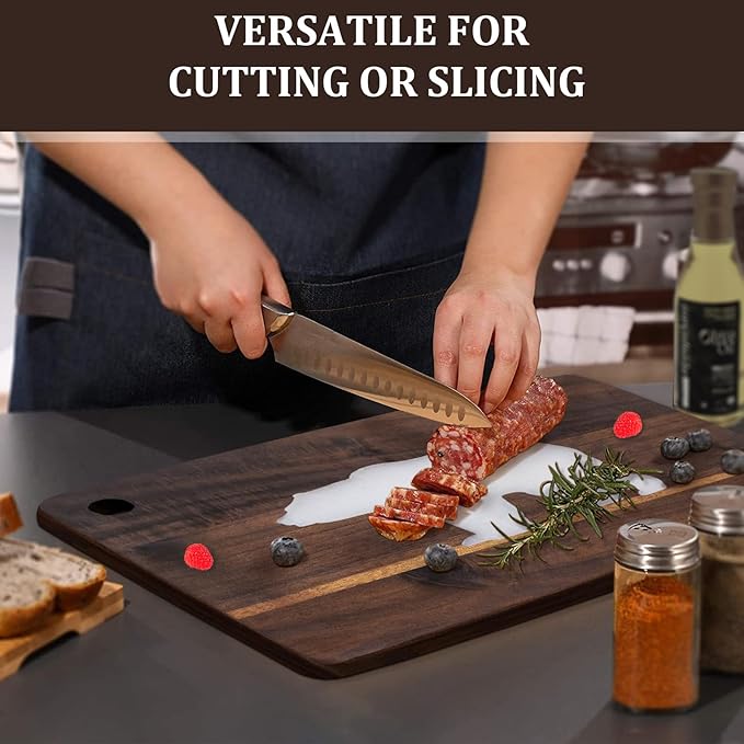 Acacia Wood Cutting Boards with Marble Cheese Board Large Charcuterie Boards Serving Boards for Steak Fruits 16.5x11 inches Housewarming Gifts